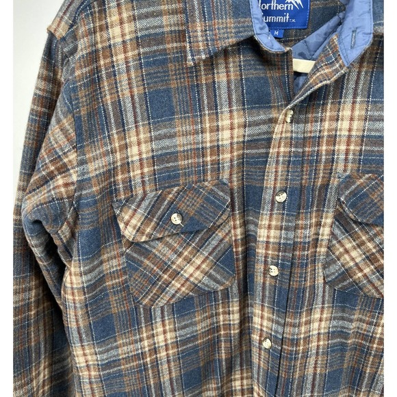 Vintage Northern Summit Wool Blend Plaid Shirt Jacket Flannel Quilt Lined Size M - Picture 4 of 10
